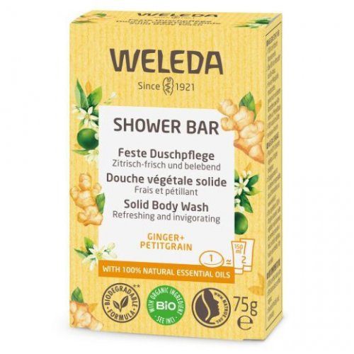Weleda Dušo muilas su imbierais ir karčiaisiais apelsinais Shower Bar Solid Body Wash Ginger & Petigrain