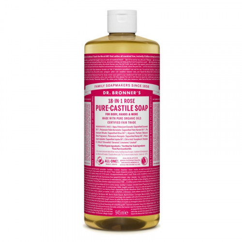 Dr. Bronner's Ekologiškas muilas jautriai odai ir Namų Švarai Rose Pure-Castile Liquid Soap