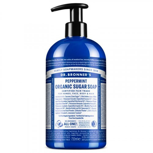 Dr. Bronner's Ekologiškas cukraus muilas su pipirmėčių eteriniu aliejumi, Peppermint Organic Sugar Soap