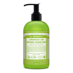 Dr. Bronner's Ekologiškas cukraus muilas su citrinžolės ir laimų eteriniais aliejais Lemongrass Lime Organic Sugar Soap