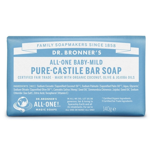 Dr. Bronner's Ekologiškas švelnus muilas kūdikiams be eterinių aliejų Baby-Mild Unscented Pure-Castile Bar Soap