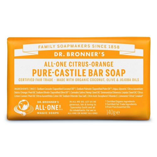 Dr. Bronner's Muilas su citrusinių vaisių eteriniais aliejais Citrus-Orange Pure-Castile Bar Soap