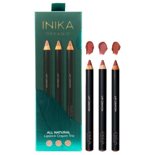 Inika Organic Lūpų kreidelių dovanų rinkinys All Natural Lipstick Crayon Trio