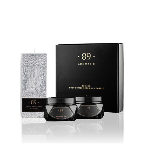 Aromatic 89 Kūno priežiūros priemonių ir palmių vaško žvakės rinkinys Body Care & Perfumed Candle Set