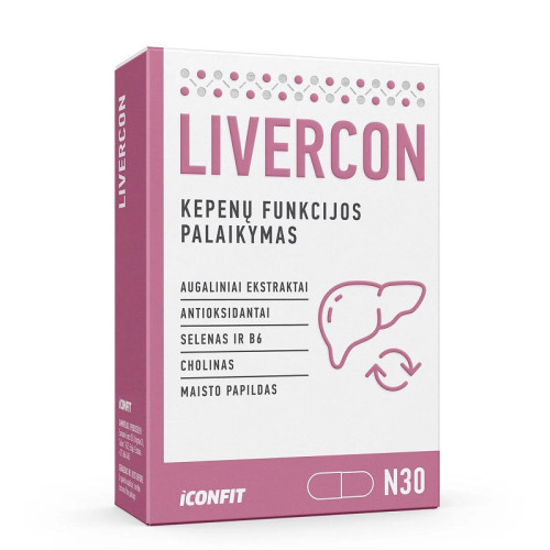 Iconfit Kompleksinis produktas kepenų funkcijai palaikyti Livercon Complex Capsules