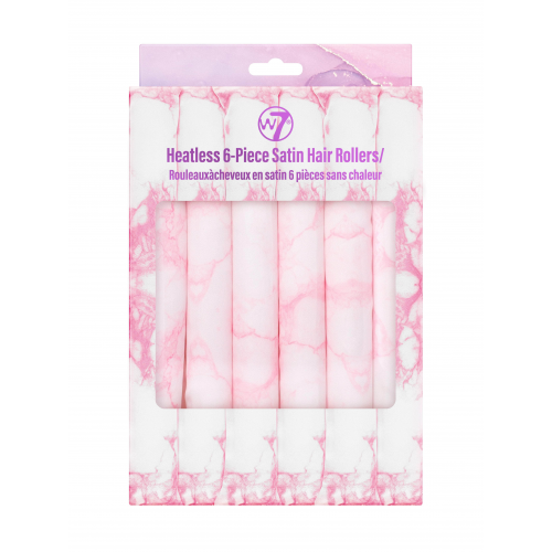 W7 Cosmetics Karščio nereikalaujantys 6 dalių satino plaukų voleliai Heatless 6-Piece Satin Hair Rollers