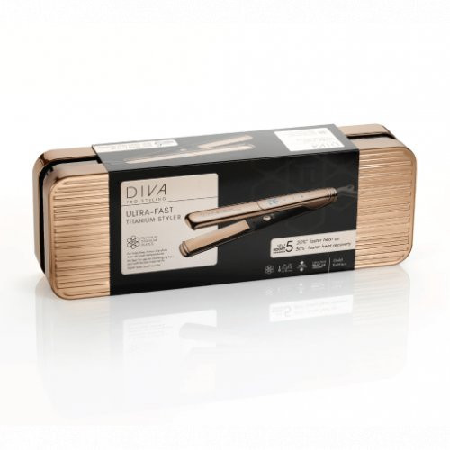 Diva Pro Styling Plaukų tiesintuvas su titano plokštėmis Ultra Fast Gold Titanium Styler