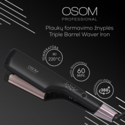 Plaukų formavimo žnyplės Osom Professional Triple Barrel Waver Iron