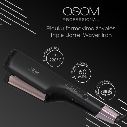 Plaukų formavimo žnyplės Osom Professional Triple Barrel Waver Iron
