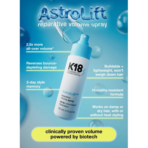 K18 Atkuriamasis apimties suteikiantis purškalas AstroLift Reparative Volume Spray