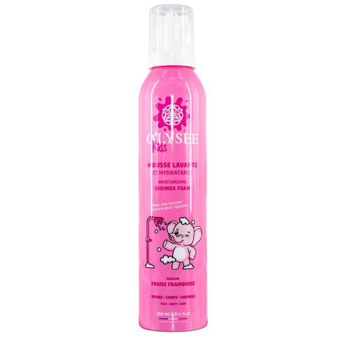 Vaikiškos drėkinamosios dušo putos braškių ir aviečių aromato Kids 3 in 1 Moisturizing Whipped Shower Foam Strawberry and Raspberry