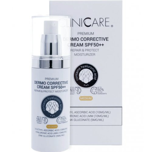 Cliniccare Koreguojamasis kremas su spalva SPF 50++ veidui Premium Dermo Corrective Cream Darker