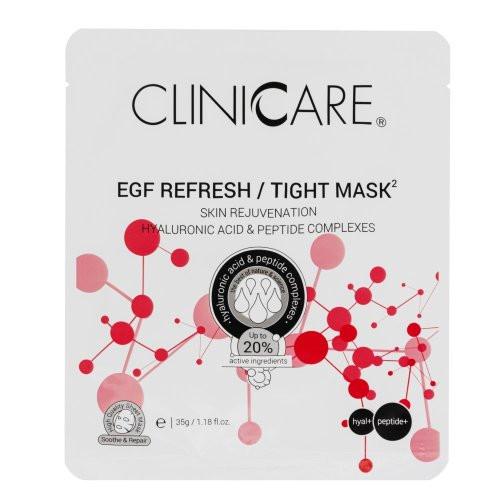 Cliniccare Priešraukšlinė atjauninamoji lakštinė kaukė veidui EGF REFRESH-TIGHT Mask