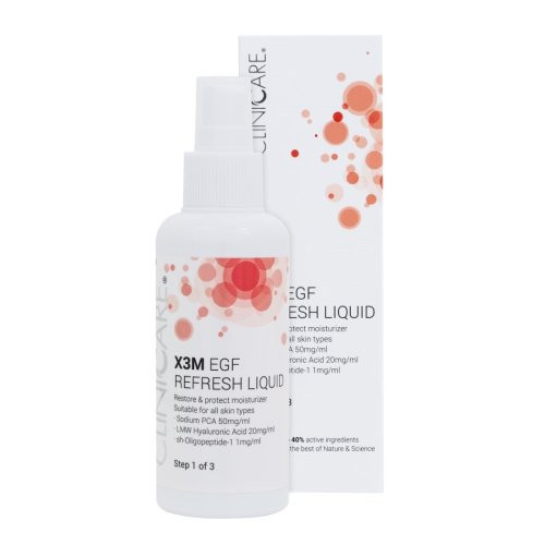 Cliniccare Gaivinantis drėkinamasis losjonas veidui X3M EGF REFRESH Liquid Step 1