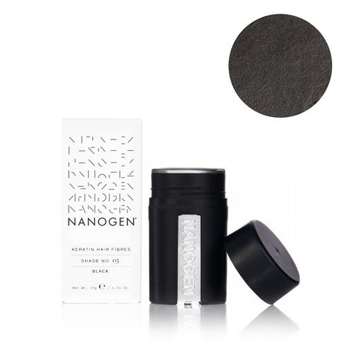 Nanogen Juoda plaukų efektą sukurianti pudra-skaidulos Keratin Hair Fibres Black