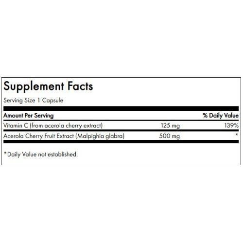 SWANSON Acerola ir natūralus vitaminas C Acerola Immune Health 500mg