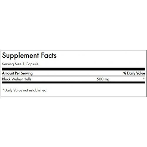 SWANSON Juodasis riešutmedis Black Walnut Hulls Digestive Health 500mg