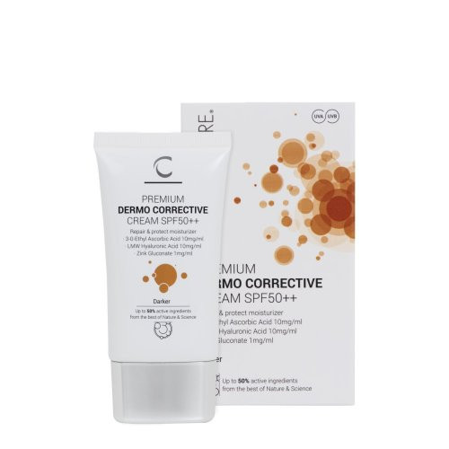 Cliniccare Koreguojamasis kremas su spalva SPF 50++ veidui Premium Dermo Corrective Cream Darker