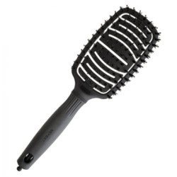 Olivia Garden Juodas plaukų šepetys su jonizuotais šereliais Expert Care Flex Boar & Nylon Black