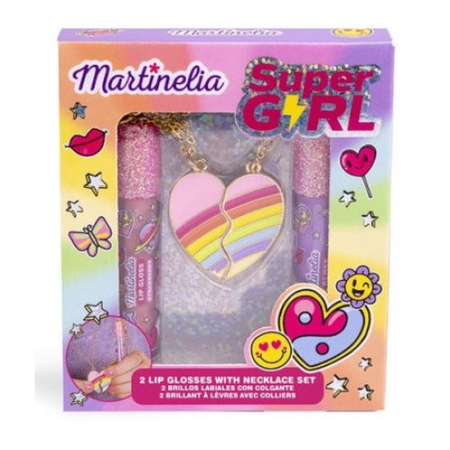 Martinelia Grožio rinkinys vaikams Super Girl 2 Lip Glosses With Necklace Set