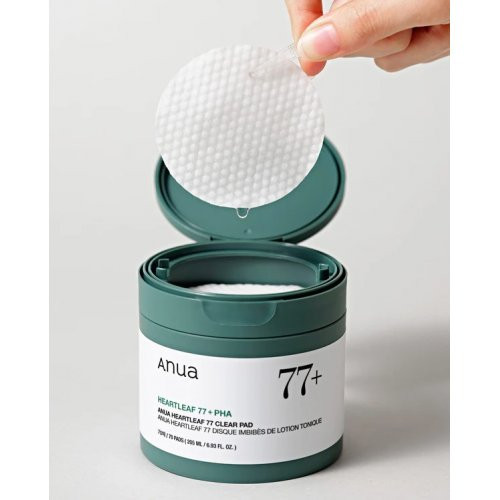 ANUA Raminamieji ir švelniai šveičiantys veido toniko padeliai su 77% širdžialapių ekstraktu Heartleaf 77 Clear Pad