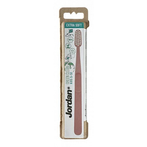 Ypač minkštas vaikiškas dantų šepetėlis 5-10 metų vaikams Green Clean Kids 5-10 Toothbrush Extra Soft Pink