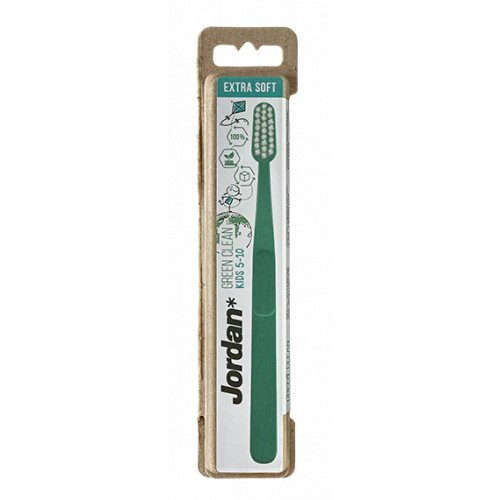 Jordan Ypač minkštas vaikiškas dantų šepetėlis 5-10 metų vaikams Green Clean Kids 5-10 Toothbrush Extra Soft