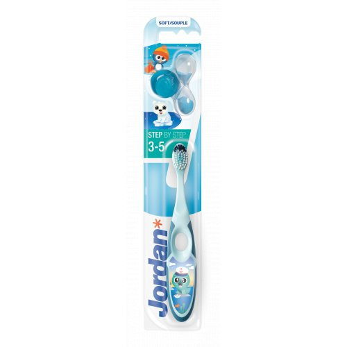 Jordan Minkštas vaikiškas dantų šepetėlis 3-5 metų vaikams Step 3-5 years Kids Toothbrush Soft
