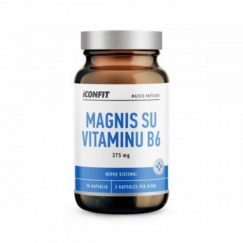 Magnio ir vitamino B6 kapsulės Magnesium B6 375mg 90 kapsulių