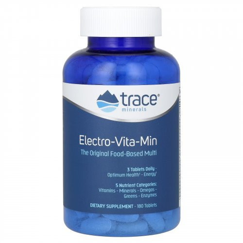 Trace Minerals Multivitaminų ir mineralų kompleksas su omega rūgštimis, žaliosiomis supermaisto medžiagomis ir fermentais Electro-Vita-Min Daily 5