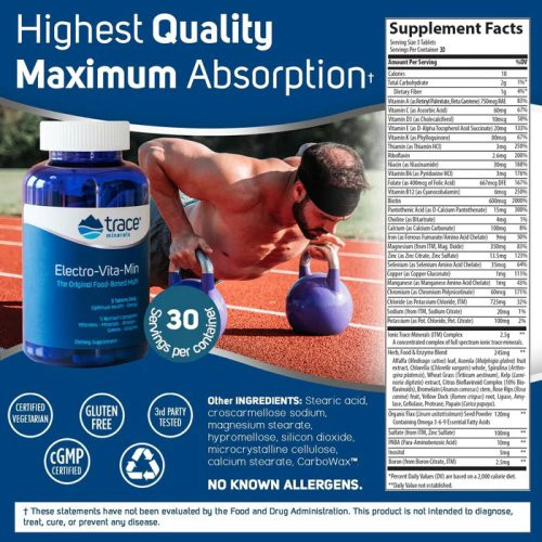 Trace Minerals Multivitaminų ir mineralų kompleksas su omega rūgštimis, žaliosiomis supermaisto medžiagomis ir fermentais Electro-Vita-Min Daily 5