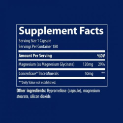 Trace Minerals Magnio glicinatas 120 mg su joniniais mikroelementais Magnesium Glycinate 120 mg