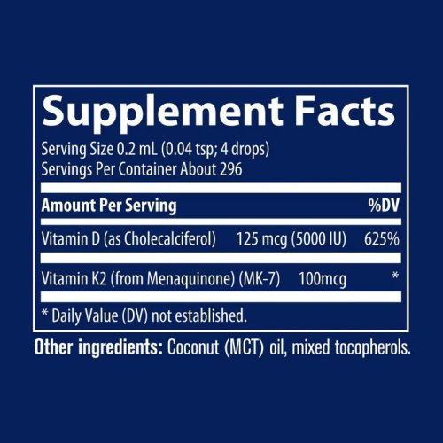 Trace Minerals Skystos formos vitaminai D3 + K2 Ionic D3+K2 125 mcg | 100 mcg