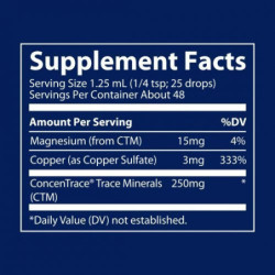 Trace Minerals Skystos formos joninis varis su ConcenTrace mikroelementais Ionic Copper 3 mg