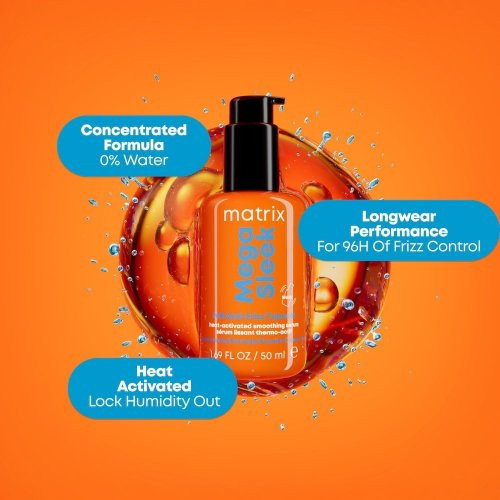 Matrix Glotninantis serumas nuo plaukų pūtimosi Mega Sleek 96H Anti-Frizz Topcoat