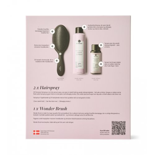 HH Simonsen Stiprios fiksacijos plaukų lako ir šepečio dovanų rinkinys Wham Bam Glam Hair Spray Hair Gift Box