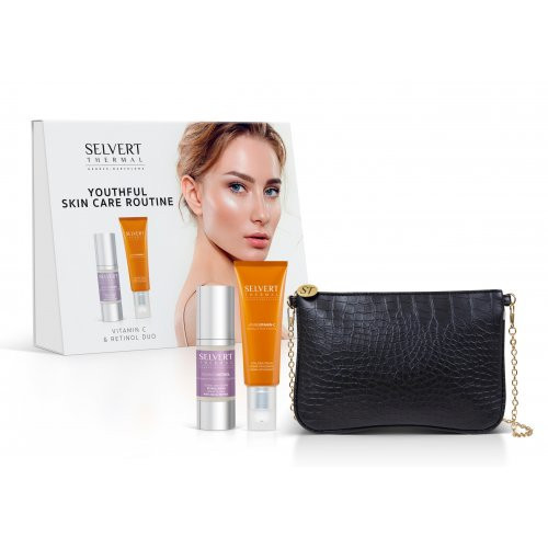 Selvert Thermal Vitamino C kremo ir retinolio serumo veido priežiūros duetas Youthful Skin Care Routine