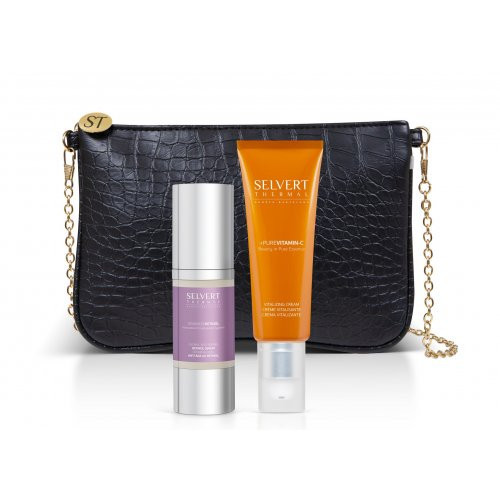 Selvert Thermal Vitamino C kremo ir retinolio serumo veido priežiūros duetas Youthful Skin Care Routine
