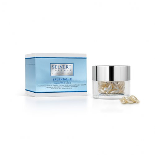 Ultra koncentruotos naktinio serumo kapsulės su hialurono rūgštimi, vitaminu B3 ir keramidais Splendour Hyaluronic & Vitamin B3 Ceramide Capsules 60 kapsulių