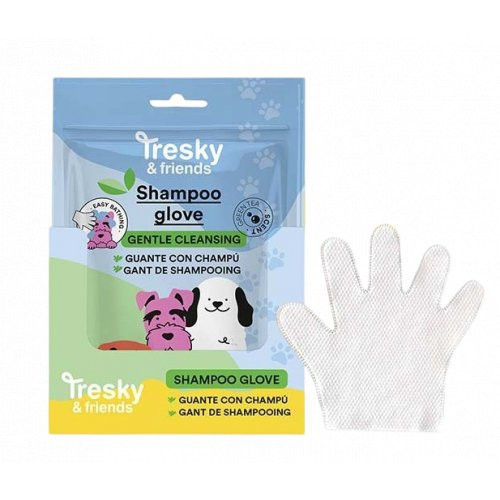 Tresky & Friends Vienkartinė šampūnu impregnuota pirštinė šunims Shampoo Glove for Dogs