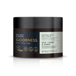Baylis & Harding Druskos kūno šveitiklis Goodness Oud, Cedar & Amber Natural Oils Salt Scrub