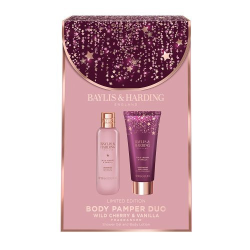 Baylis & Harding Kūno priežiūros rinkinys Wild Cherry & Vanilla Luxury Body Pamper Duo Gift Set