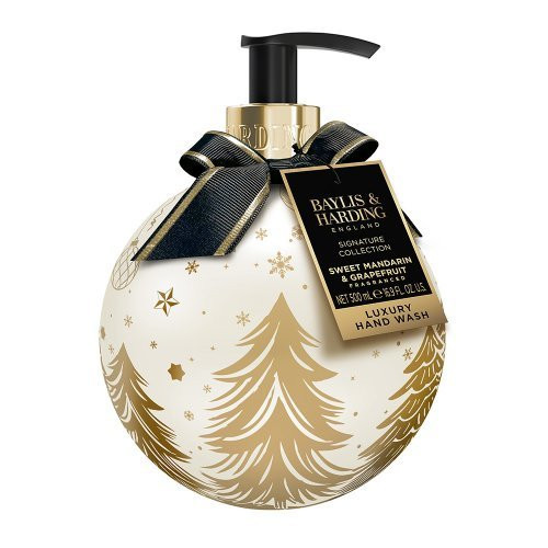 Skystas rankų muilas kalėdinio burbulo formos buteliuke Sweet Mandarin & Grapefruit Luxury Bauble Hand Wash 500ml