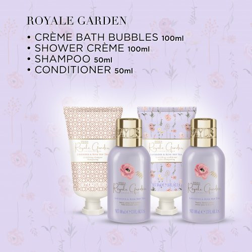 Baylis & Harding Kūno ir plaukų priežiūros dovanų rinkinys Royale Garden Lavender & Rosehip Tea Luxury Wash Bag Gift Set