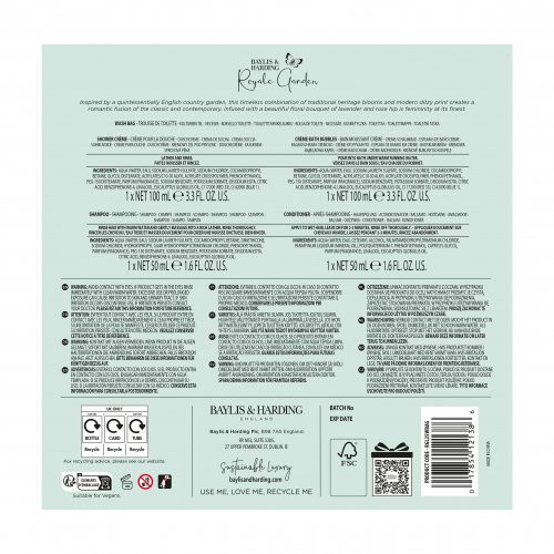 Baylis & Harding Kūno ir plaukų priežiūros dovanų rinkinys Royale Garden Lavender & Rosehip Tea Luxury Wash Bag Gift Set