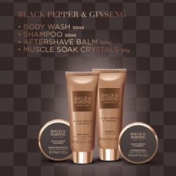 Baylis & Harding Kūno ir plaukų priežiūros rinkinys vyrams Black Pepper & Ginseng The Essentials Tin Kit Gift Set