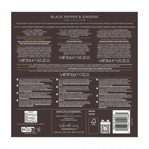 Baylis & Harding Kūno ir plaukų priežiūros rinkinys vyrams Black Pepper & Ginseng The Essentials Tin Kit Gift Set