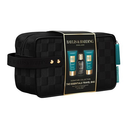 Baylis & Harding Kelioninis kūno, veido ir plaukų priežiūros rinkinys vyrams Black Pepper & Ginseng The Essentials Travel Wash Bag Gift Set