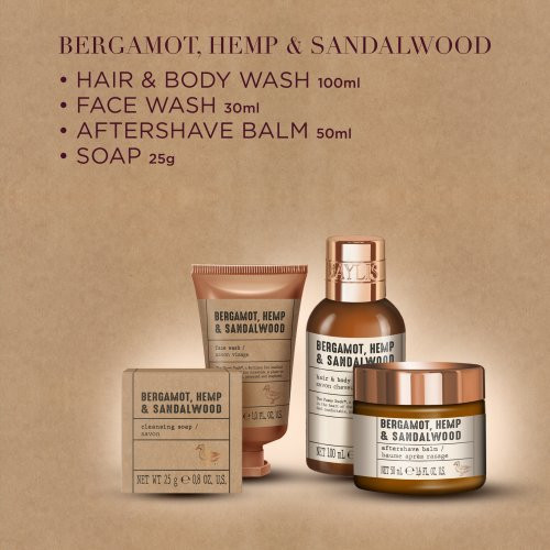 Baylis & Harding Kūno ir veido priežiūros rinkinys vyrams The Fuzzy Duck Bergamot, Hemp & Sandalwood Luxury Grooming Tin Gift Set