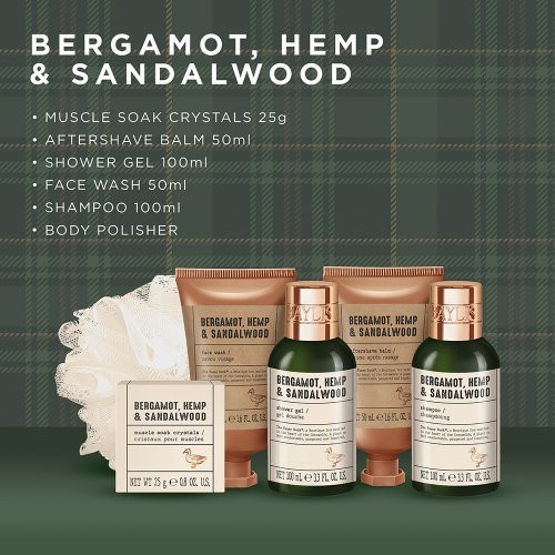 Baylis & Harding Kūno, veido ir plaukų priežiūros rinkinys vyrams The Fuzzy Duck Bergamot, Hemp & Sandalwood Luxury Gift Box Gift Set